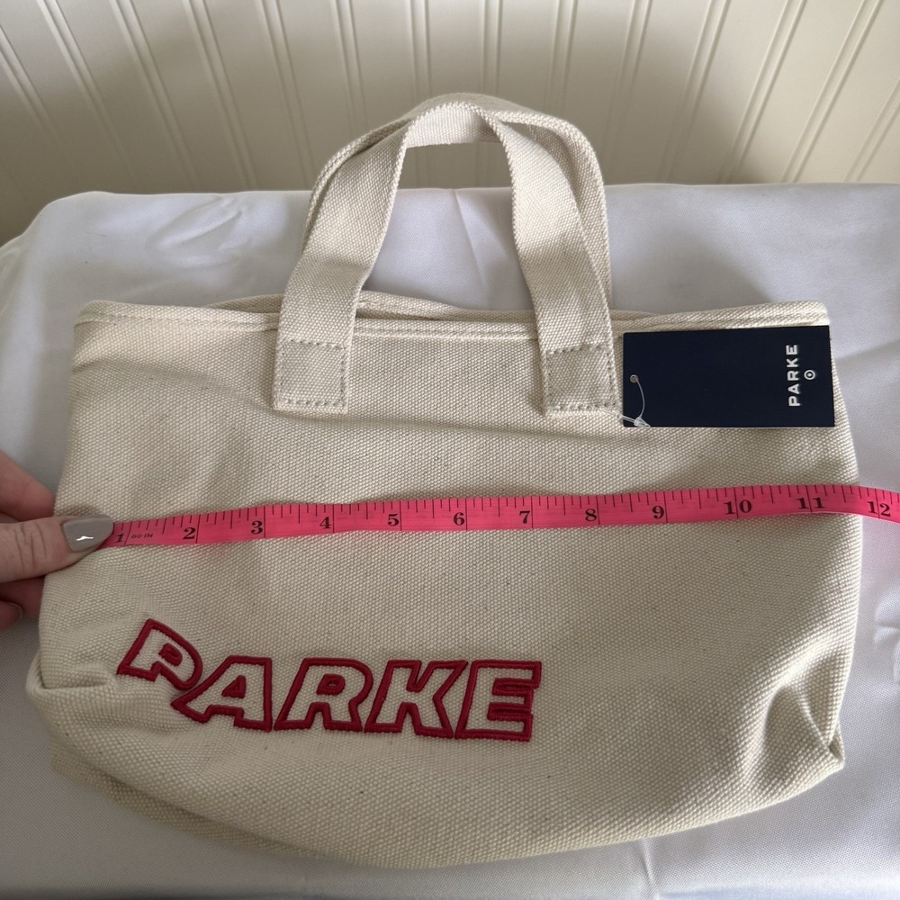 Parke x Target Mini Canvas Tote Bag Handbag Purse Beige Red NWT Sold Out - Picture 9 of 11